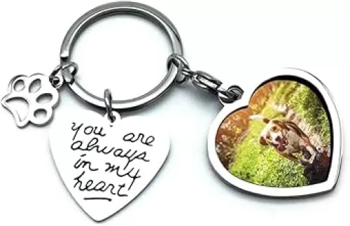 Pet Dog Remembrance Memorial Photo Frame Keychain Gifts, Pet Sympathy Present, You are Always in My Heart