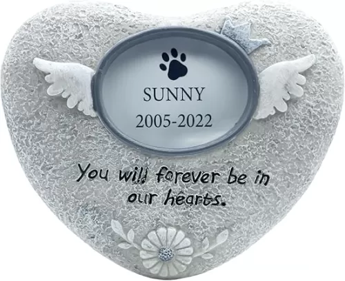 Pet Memorial Gift for Dog or Cats or Another Beloved Pets Companion, Paw/Heart Shaped Loss of Dog Cat Sympathy Gift, Pet Grave Dog Souvenir Gifts, Indoor Display, Outdoor Tombstone (Angel Heart)
