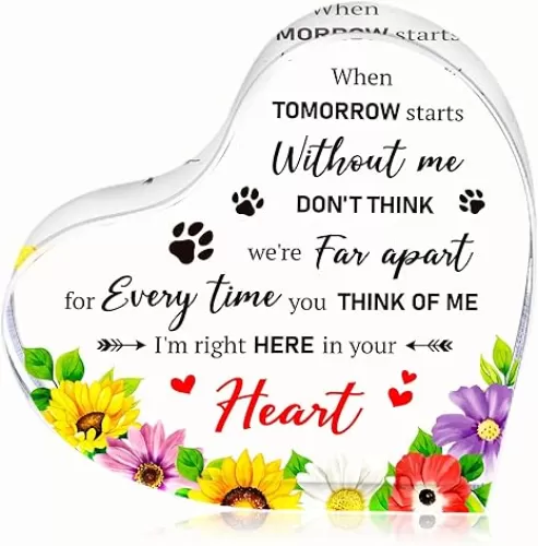 Pet Memorial Gifts Heart Shaped Dog Sympathy Gift Acrylic Pet Loss Gifts Loss of Dog Sympathy Gifts with Cardstock and Keepsake Box Bereavement Gifts Acrylic Desk Heart Decor for Loss of Dog