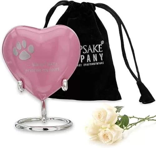 Pink Heart Keepsake Urn for Pets - Cat's Ashes (3 Inches) - Mini Urn