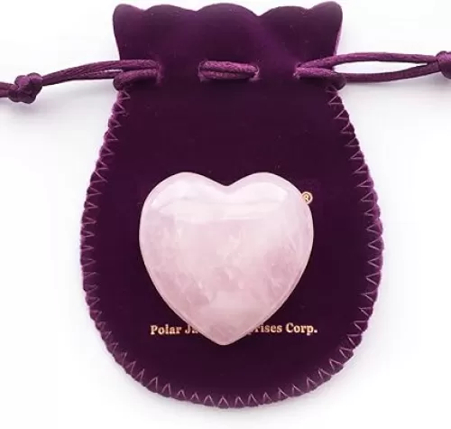 Polar Jade Rose Quartz Heart Stone 45mm(1.8") Crystal Heart Chakra Healing, Reiki & Meditation