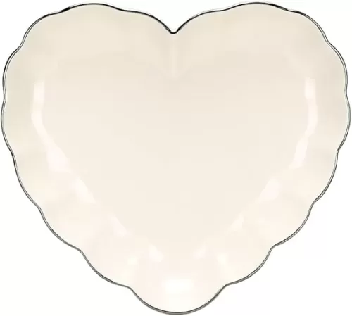 Porcelain Serving Dish, Heart Shape Candy Bowls for Wedding, Ceramics Flower Relish Tray with Metallic Rim, for Party Perfect for Candy, Pasta, Salad, Chocolate and Snacks Pink 8inch (White)