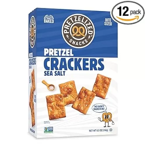 PRETZELIZED Snacks PRETZELIZED Pretzel Crackers, Sea Salt Flavored, 6.5oz Box (Pack of 12)