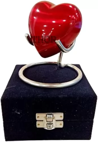 Red Heart Cremation Urn - Heart Keepsake Urn for Human Ashes with Premium Box & Heart Urn Stand - Small Handcrafted Red Urn for Ashes - Small Heart Shaped Urn - Perfect Mini Urn for Your Loved Ones