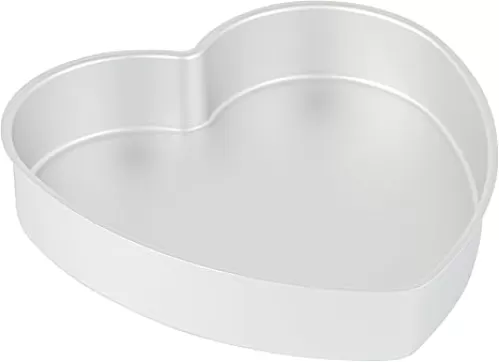 Restaurantware-Met Lux 10 x 10 x 2 Inch Straight-Sided Baking Tin, 12 Heart Shaped Cake Pan - Oven-Ready, Freezable, Anodized Aluminum Heart Baking Pan, Greaseproof, For Valentine’s Day Cakes
