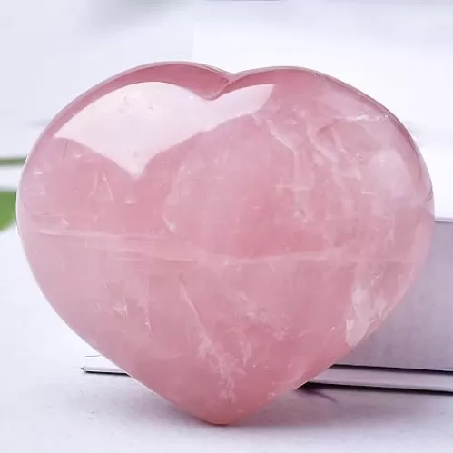 Rose Quartz Heart Shaped Healing Crystal Stone Large Pocket Palm Worry Stone Pink Love Carved Rock Chakra Reiki Balancing 1.7-2.2 Pounds