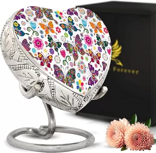 Small Urn for Human Ashes Adult Male & Female - Heart Urns for Ashes with Stand - Handcrafted Keepsake Urns - Honor Your Loved One with Mini Cremation Urn (Multicolor, Small)