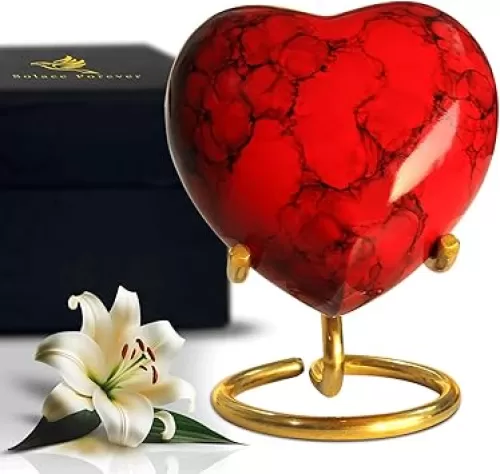 Small Urns for Human Ashes Keepsake - Heart Urn for Women & Men - Keepsake Urns for Human Ashes - Mini Urn for Adult Female & Male - Decorative Memorial Piece with Stand (Green, Small)