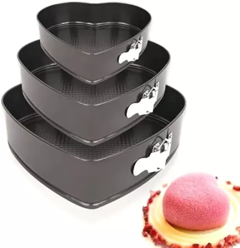 Springform Heart Cake Baking tray with detachable bottom heart shaped cake pans Set of 3