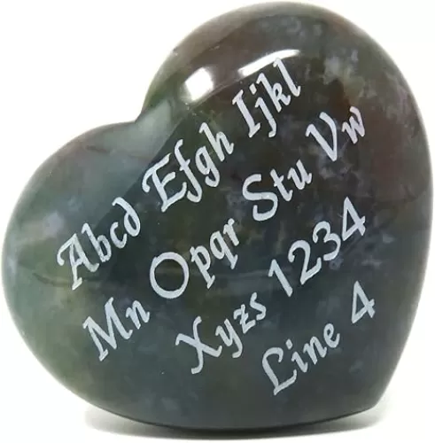 Stone Heart - Agate - Custom Engraved - 40mm - 1.5 inches - Love - Personalized (Indian Agate)