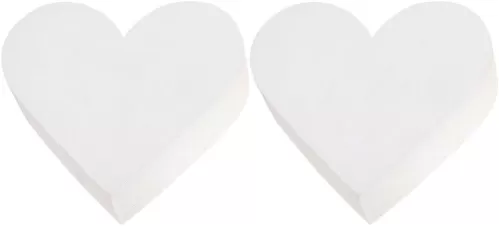 Unomor 2pcs Heart-Shaped Foam Cake Dummy Set, 6 Inch White Cake Models for Baking and Decoration, Ideal for Weddings, Birthdays, and Events