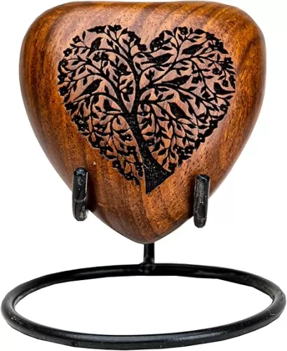 Urn for Human Ashes Adult Man - Cremation Urns, Wooden Urns, Burial Urn, Urn for Women Human Ashes, Decorative Urn - Engraved Heart