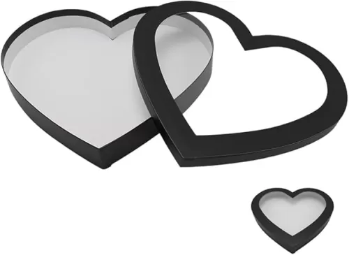 WENPACK 12inch Heart Shaped Gift Box With lid for Valentine's Day Charcuterie Sweet Food Birthday Treat (Black, Heart)