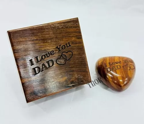 Wooden Heart Urn Keepsake Cremation Urn for Human pet Ashes Handcrafted Urn Heart Shaped - Perfect for Adults & Infants with Wooden Box & Stand 3 inch (I Love You Dad)