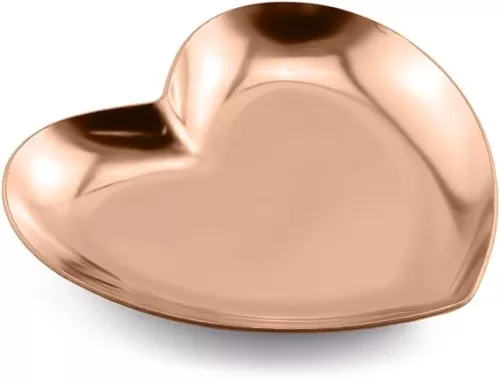 1 Piece Rose Gold Luxurious Metal Storage Tray Heart Shaped Jewelry Display Tray Home Decoration Serving Plate Craft For Table Organizer