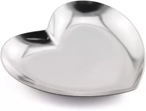 1 Piece Silver Luxurious Metal Storage Tray Heart Shaped Jewelry Display Tray Home Decoration Serving Plate Craft For Table Organizer
