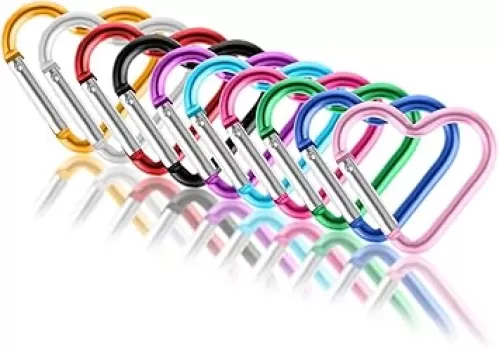 10pcs Cute Heart Shaped Carabiner Star Carabiner Heart Shaped Backpack Clips Key Ring Clip Heart Keychain Clip for Dog Leash Water Bottle Holder Snap Clips Keys