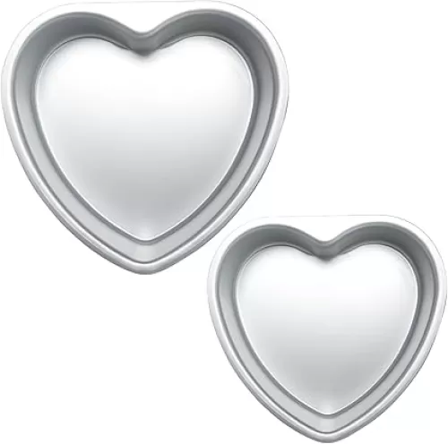 2 pcs Heart Shaped Cake Pan 6 Inch 8 Inch Aluminum Cake Pans Heart Cake Tin Baking Cake Mold for Valentine's Weddings Birthday Party