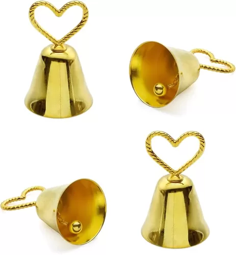 4 Pieces Heart-shaped Bell Place Card Holders Photo Holder Table Card Holders Memo Photo Stands Holder for Table Numbers, Restaurant Menu, Weddings, Party Decoration (Golden)