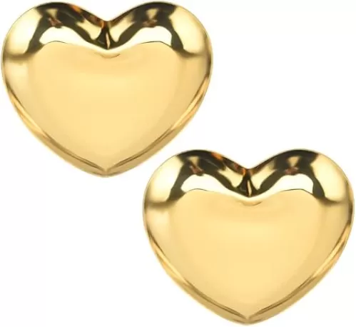 AKOAK 2 Pcs Stainless Steel Jewelry Tray Nordic Heart-shaped Gift Storage Tray Necklace Ring Display/Fruit Dessert Tray/Home Decoration (Gold)