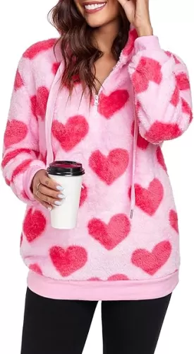 American Trends Oversized Sweatshirts for Women Athletic Womens Sherpa Hoodie Fluffy Women