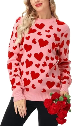 AOBUTE Women Winter Sweater Funny Printed Long Sleeve Holiday Knit Pullover