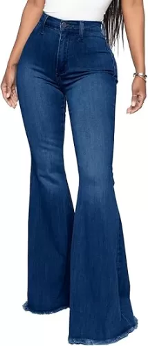 Bell Bottom Jeans for Women Butterfly Vintage High Waisted Skinny Flared Jeans Wide Leg Raw Hem Denim Pants
