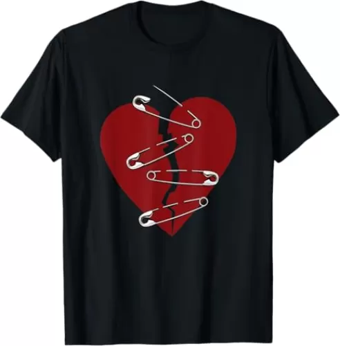 Broken heart and safety pins T-Shirt