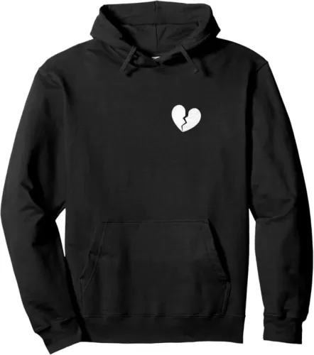 Broken Heart Heartbreak Heartbroken - Left Chest Design Pullover Hoodie