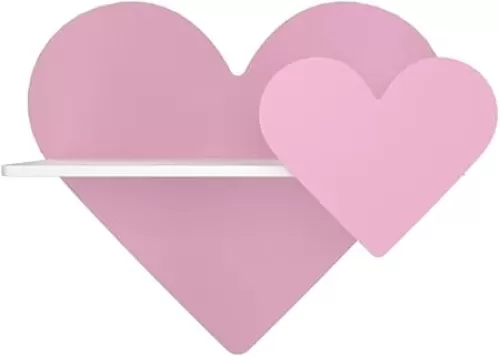 BugyBagy Decorative Rabbit Floating Wall Shelf with Mini Heart Accents – Adorable Wall-Mounted Storage for Bathroom, Bedroom, Living Room, Kitchen, Dining Room, Entryway (Pink, Heart)