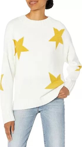 Cable Stitch Women's Intarsia Sweater – Star, Lightning Bolt, Heart Graphics Long Sleeve Crewneck Pullover Top
