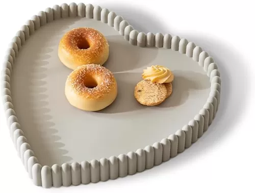 Coffee Table Tray, Home Decor Heart Shaped Tray, Concrete Gray Coffee Table Decor Trays, Serving Decorative Trays for Dining Table