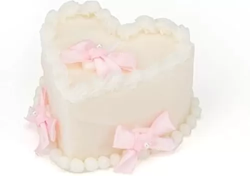 Coquette Room Decor Aesthetic, Heart Cake Shaped Soy Wax Decorative Candle with Pink Bows for Apartment, Girly Kawaii Cute Stuff for Bathroom Decor. (5 OZ, Vanilla Cream Scented)