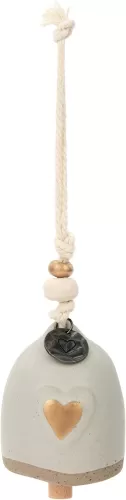 DEMDACO Mini Golden Heart 2.5 inch Stoneware, Metal, Wood, Iron Mini Inspired Bell