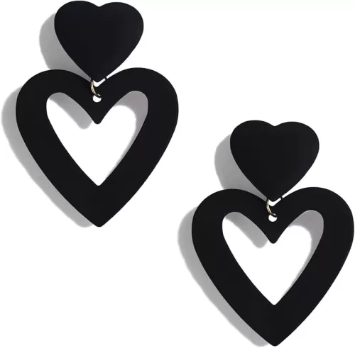 Double Heart Earrings Dangling Heart Drop Earrings For Women Love Heart Dangle Earrings Birthday Gift