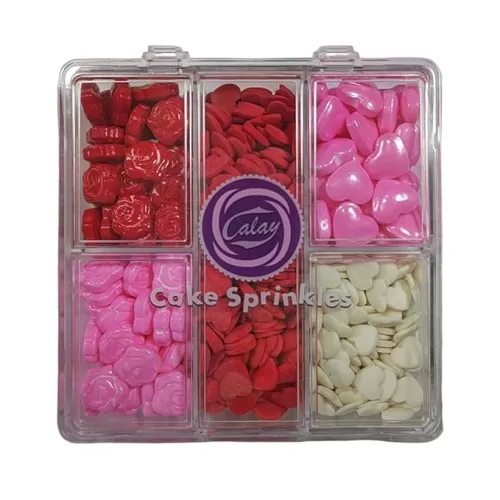 Eastron Edible Valentine Red Pink Rose Heart Shapes Sprinkles for Cakes Decorating White Heart Cupcakes Toppers for Baking, Cookies, Ice Cream