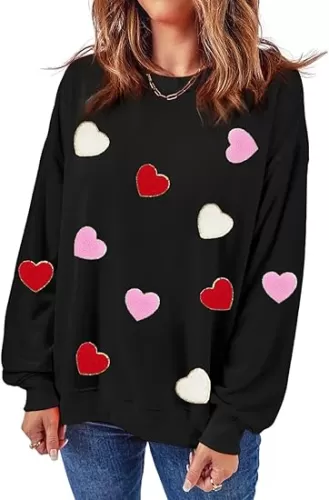 Ecosunny Women's Casual Holiday Mardi Gras Sweatshirt Sequin Print Round Neck Long Sleeve Loose Pullover Tops