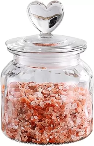 ECYC 650 ml Clear Glass Jar with Lovely Heart-Shaped Handle, Food Storage Jar, Perfect for Coffee Beans, Nuts, Cookies, Spices, Candy, Sugar, Tea