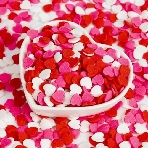 Edible Heart Sprinkles, Red Pink White Heart Shapes Mix, Sugar Sprinkles for Decorations Baking, Cake Ice Cream Cookies Cupcake Toppe Chocolate, Birthday Wedding Valentines Christmas Party Supplie, 100g/3.53oz