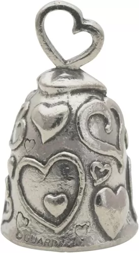 Guardian Bell Heart Good Luck Bell w/Keyring & Black Velvet Gift Bag | Motorcycle Bell | Lead-Free Pewter | Good Luck Gift to Friends & Family | Bike Bell | Made in USA