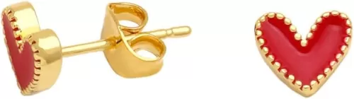 Heart Stud Earrings Cute Gold Plated Nickel Free Love Heart Colorful Enamel Studs Earring for Women Cartilage Piercing Post Hypoallergenic Fashion Jewelry Gifts 7mm*8mm