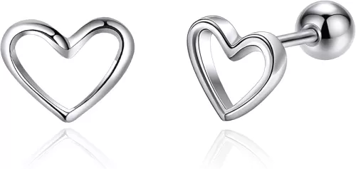 Hypoallergenic 925 Sterling Silver Stud Earrings for Women With Screw Back Small Butterfly Heart Flower Earrings for Girls Tragus Cartilage Jewelry Gifts