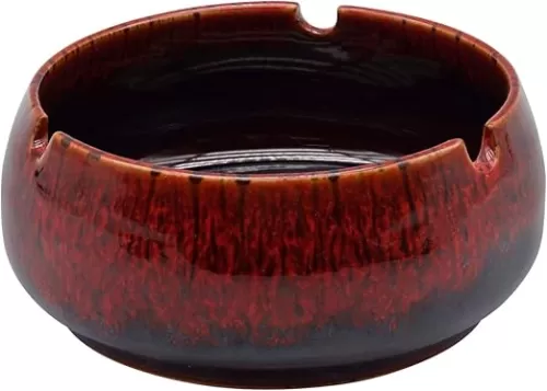 InnoLife Round Ceramic Cigarette Ashtray Handcrafted Gifts and Décor - Red