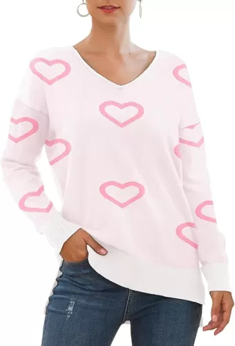 Jouica Women's Casual Lightweight V Neck Batwing Sleeve Knit Top Loose Pullover Sweater