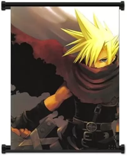 Kingdom Hearts Game Featuring Cloud Fabric Wall Scroll Poster (31"x42") Inches