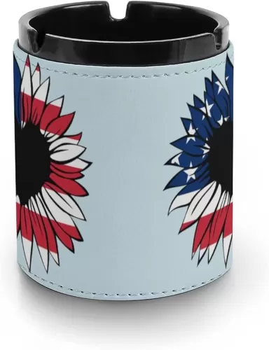 Leather Ash Tray 3.1 X 4 Inch Outdoor Anti-Ash Splash Duroplasts Aesthetic Cigarette Ashtray Heart Shaped Sunflower