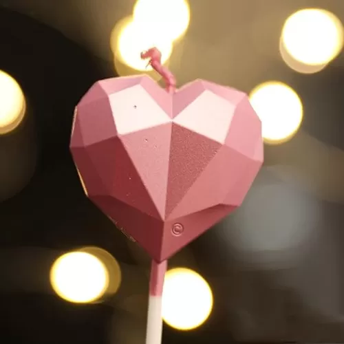 Love Heart Shaped Birthday Candle, Metallic Multicolor 3D Design Cake Candles, Creative Fun Long Thin Wedding Birthday Candles Set, Party Supplies, Cake Decoration (Rose Gold)