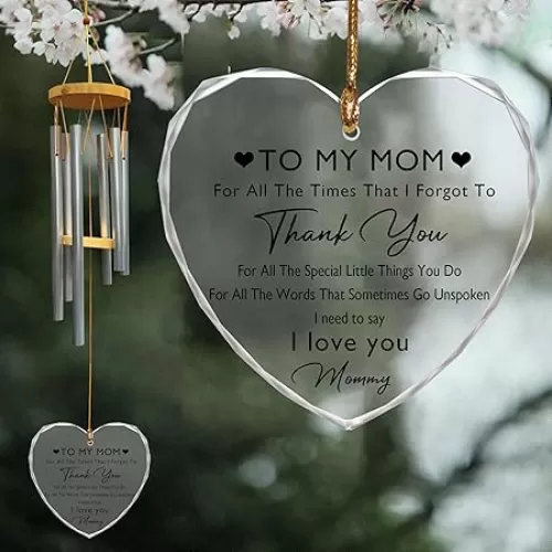 LOVELYPOD Personalized Wind Chimes for Mom, Birthday, from Daughters Sons, Custom Ornament Window Hanging Outside for Patio, Lawn, Heartfelt Anniversary for Mama