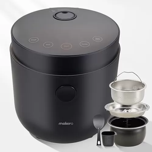 Low Carb Sugar Rice Cooker 2 Cups Uncooked and 4 Cups of Regular Cooking Small Carb Reducing Maker Rice and Grain Multi-Cooker with Stainless Steel and Nonstick Inner Pot