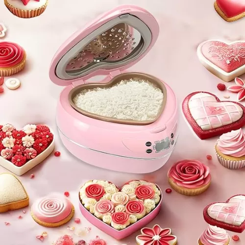 Mini Pink Rice Cooker 1.8L Heart Shaped Rice Cooker with Removable Non-stick Pot, Preset Timer and Automatic Heat Preservation, Slow Cooker, Baking Gifts for Women, House Warming Gifts New Home, Mothers Day Birthday Housewarming Present